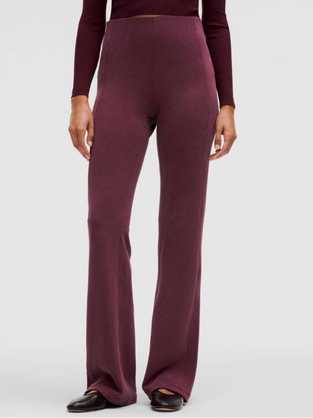 Lululemon Ribbed Softstreme Flared Pant Regular In Garnet Size 8